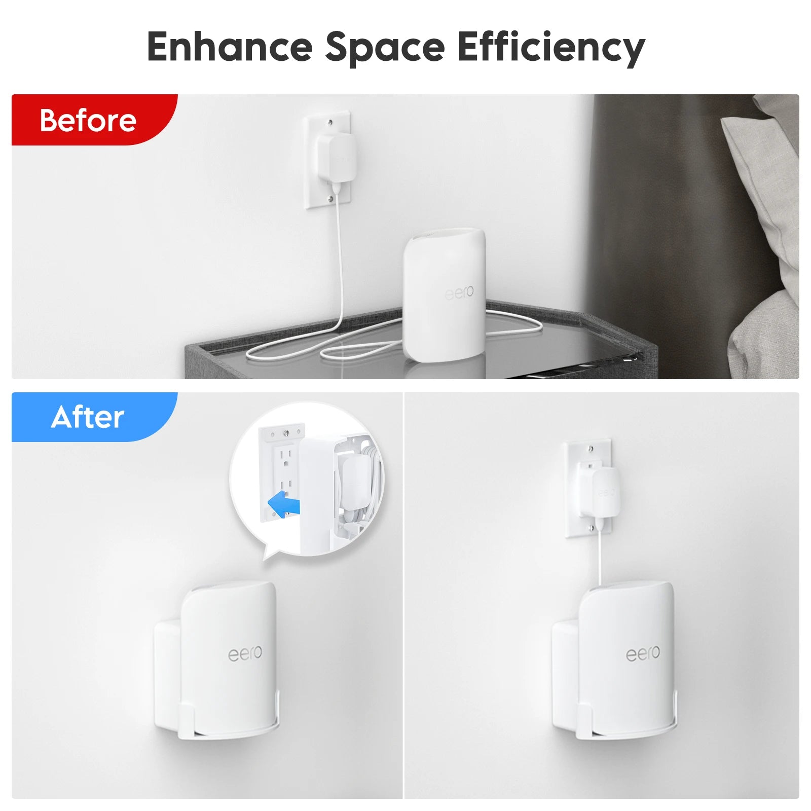 EDUP HY-WT1219-2 Wall Mount for eero Pro 7 WiFi 7 Router Space-Saving with Cable Management Durable Easy Installation Kit