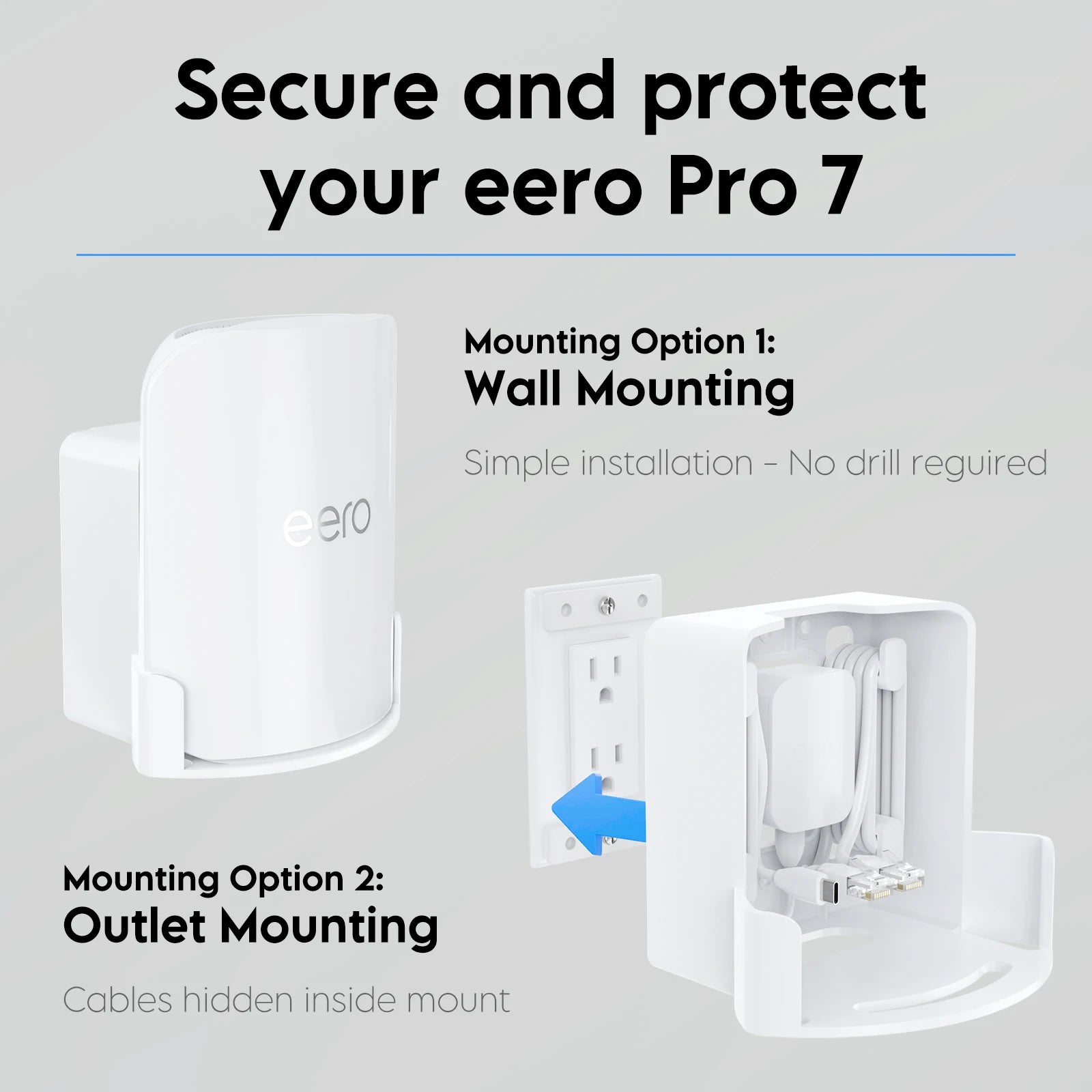 EDUP HY-WT1219-2 Wall Mount for eero Pro 7 WiFi 7 Router Space-Saving with Cable Management Durable Easy Installation Kit